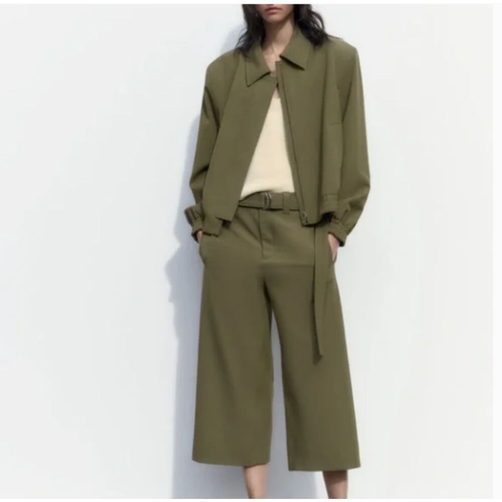 ZARA Culottes Cropped Wide Leg with Belt  M